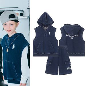 [NBA키즈]데님반집업 후디베스트 팬츠세트(K253VT010TP010P)