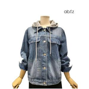 [에이비에프지]후드 레이어드 스타일 롱 데님 재킷 APZ5HJ33G