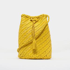 드래곤디퓨전 폼폼 더블 점프 핸드우븐 여성 버킷백 8838 YELLOW