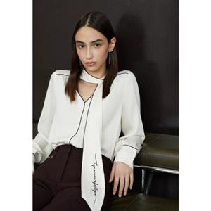 [에고이스트] V넥 레터링 타이 블라우스 (ER4WB960)