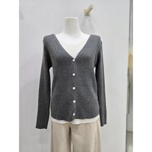 [나인스텝]쫀쫀브이배색가디건니트  N25NW5320GY_JJ