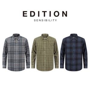 [에디션앤드지]25 FW 남자추동남방 코튼100 코듀로이 체크 셔츠 3종 1택 NEF4WC1626 DR44