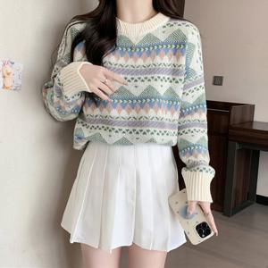 [올리비에스클로젯] 지그재그 다이아 문양 니트_O2412KN173D