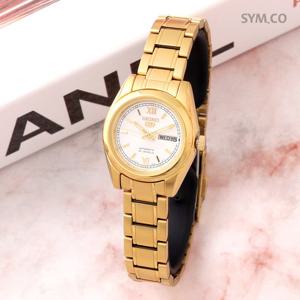 세이코5 SYMK30K1 캐주얼 오토캘린더 골드 라운드 오토매틱 여자 메탈 시계 d