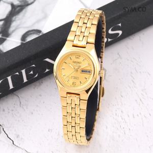 세이코5 SYMK36K1 데이데이트 골드톤 라운드 오토매틱 여자 메탈 시계 d