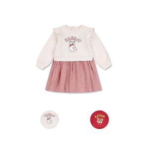 탑텐키즈 MKE4OO2301 여아 유아 멸종위기동물 라이트플리스 배색 프릴 원피스