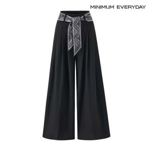 [미니멈][미니멈 에브리데이]스카프 벨트 세트 와이드 핀턱 슬랙스 팬츠 (EB4TA011D)
