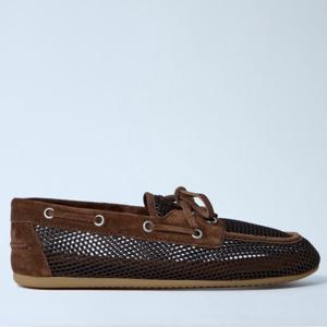 26 SS 미우미우 레이스업 스웨이드 트리밍 메쉬 로퍼 5D585E 3KU1 F0324