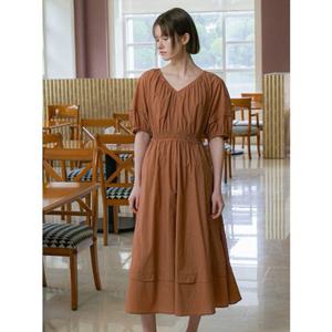 올리브데올리브 볼륨소매 셔링 플레어원피스 OW4MO521