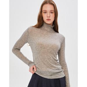 질스튜어트 뉴욕 여성 24FW 그레이 골지 슬림핏 레이온 혼방 터틀넥 티셔츠 JSTS4D120G2