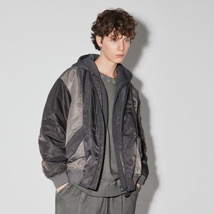 [버커루]남성 후드 탈착 배색 패딩 항공점퍼 B244JP340P