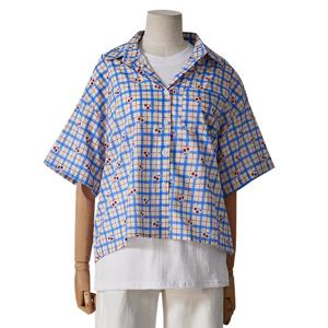 [포커스]체리 체크 반팔 셔츠 (FM5F3BL3277)