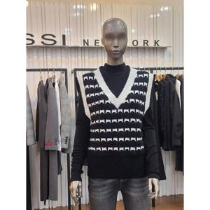 제시뉴욕 세이브존05 브이넥  무늬 니트베스트 MDA5SZNSKV6490BKM