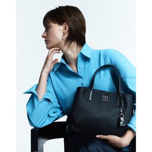 [닥스ACC][벨포드] 블랙 크로커 소가죽 배색 나일론 토트백 M DCBA6E053