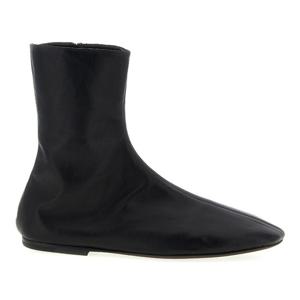 드리스반노튼 블랙 가죽 플랫 솔 앵클 부츠 252011702140 900