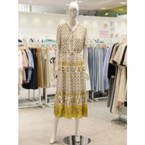 SOUP 숲 허리 스트링 프린트 반팔 롱 원피스 (SA6OP31)