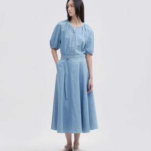 [쥬크]해지데님 넥셔링 플레어 원피스 (Z252MSE022)