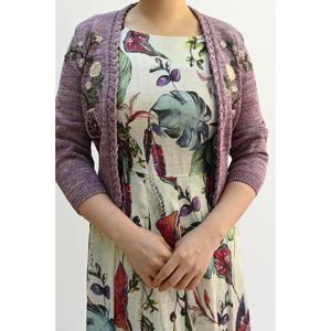 [비꼴리끄(여성)]린넨 코튼 자수 칠부 가디건 B242KC3040