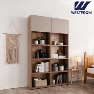 웨스트프롬 모던와플 5단 책장 120cm 그레이 도어형 브라운