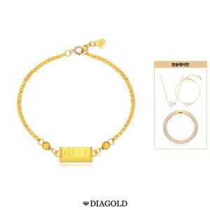 디아골드 24K 순금 파인골드바 팔찌 + 14K 금볼 진주 목걸이,팔찌세트+테니스팔찌