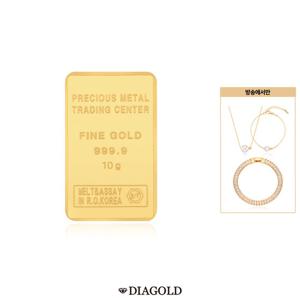 디아골드 24K 순금 포나인 임페리얼 골드바 10g +14K 금볼 진주 목걸이,팔찌세트+테니스팔찌