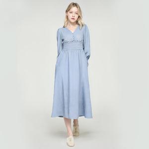 (레코브) 스모크 밴딩 브이넥 원피스(LC61C4OP517X)