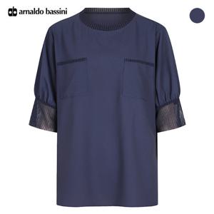 (아날도바시니) 시스루 포인트 양포켓 반팔 블라우스(AV06BL10M)