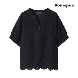 [보니스팍스(여성의류)]나비 펀칭 반팔 셔츠 블라우스 (XP4SH011M0)
