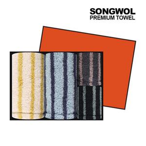 [송월타월] 호텔컬렉션 스트라이프 솔리드34&44 타월 4P 세트 케이스포함
