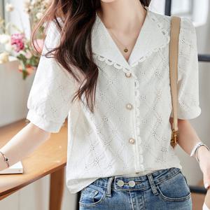 머즈 펀칭 레이스 블라우스_RE2BL009