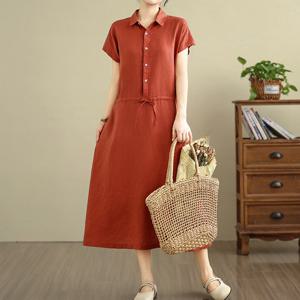 래아 린넨 카라 롱 원피스_RE2OP017