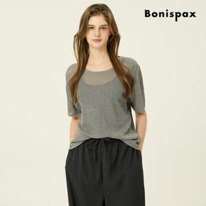 [보니스팍스(여성의류)]베이직 시스루 반팔 니트 (XP5KP002M0)