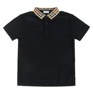 버버리 25FW 키즈 체크 칼라 피케티 블랙 8105570 A1189 6-10Y