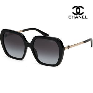 샤넬 선글라스 CH5521 C622/S6 오버핏 사각 블랙 뿔테 명품 하트 장식