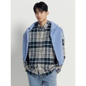 [빈폴멘] 브러쉬드 미디엄 체크 셔츠  네이비 (BC4X64O83R)