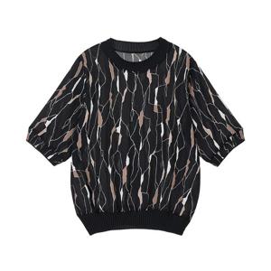 (아날도바시니) 큐브 배색 블라우스(AX09BL21S)