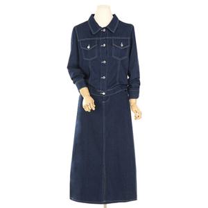 (예쎄) (2종SET)데님 카라자켓+롱 스커트(S3FSE007A)