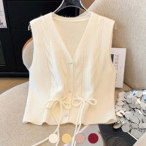 (예쎄) 리본디테일 V넥 니트 조끼 베스트(S4FKN405A)