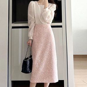 (예쎄) (2종SET) 패턴 블라우스+스팽글 치마(S5SSE407A)