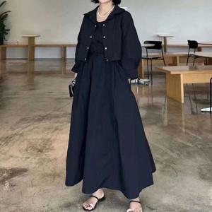 (예쎄) (2종SET)카라 숏자켓+민소매 스트링 조절 롱 원피스(S5FSE014A)