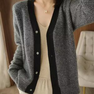 (예쎄) 배색라인 베이직 울 니트 가디건(S4WCD027A)