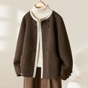 스티치라인 라운드넥 모직코트_NC4HC012