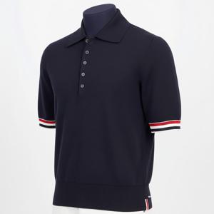 THOM BROWNE RWB 트리밍 밀라노스티치 반팔 카라티 (MKP056A Y3007 415)