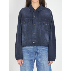 발렌시아가 포인티드 칼라 더블레이어 버튼 데님 재킷 856422 T