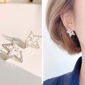 하프스타 진주 귀걸이 별모양 진주 침형귀걸이