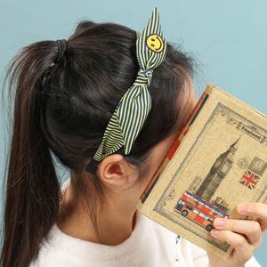 (엔젤슈슈) 스마일 자수 스트라이프 헤어밴드 옐로우