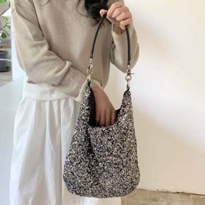 미콘 25104 데일리 여성 스팽글 심플 숄더백 여성가방