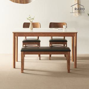 라로퍼니처 하임 1300 유광 세라믹 4인 식탁 세트 (식탁+의자2+벤치1)