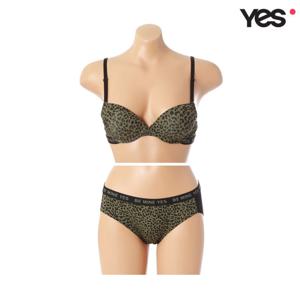 [예스]데일리 카키 호피 브라 헴팬티 세트 YDWBZ673YDWPZ673