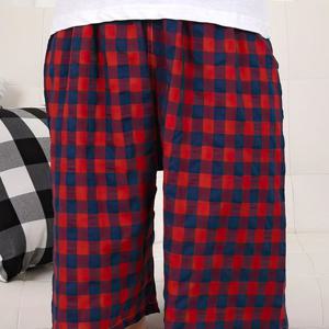 잠옷 평화 부드러운 특면 여성 8부 파자마 체크 수면 어른